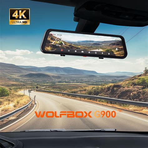 dash-cam rear-cam smart mirror with 128gb card|WOLFBOX G900Pro 12MP WiFi Touch Screen Smart Rear View .